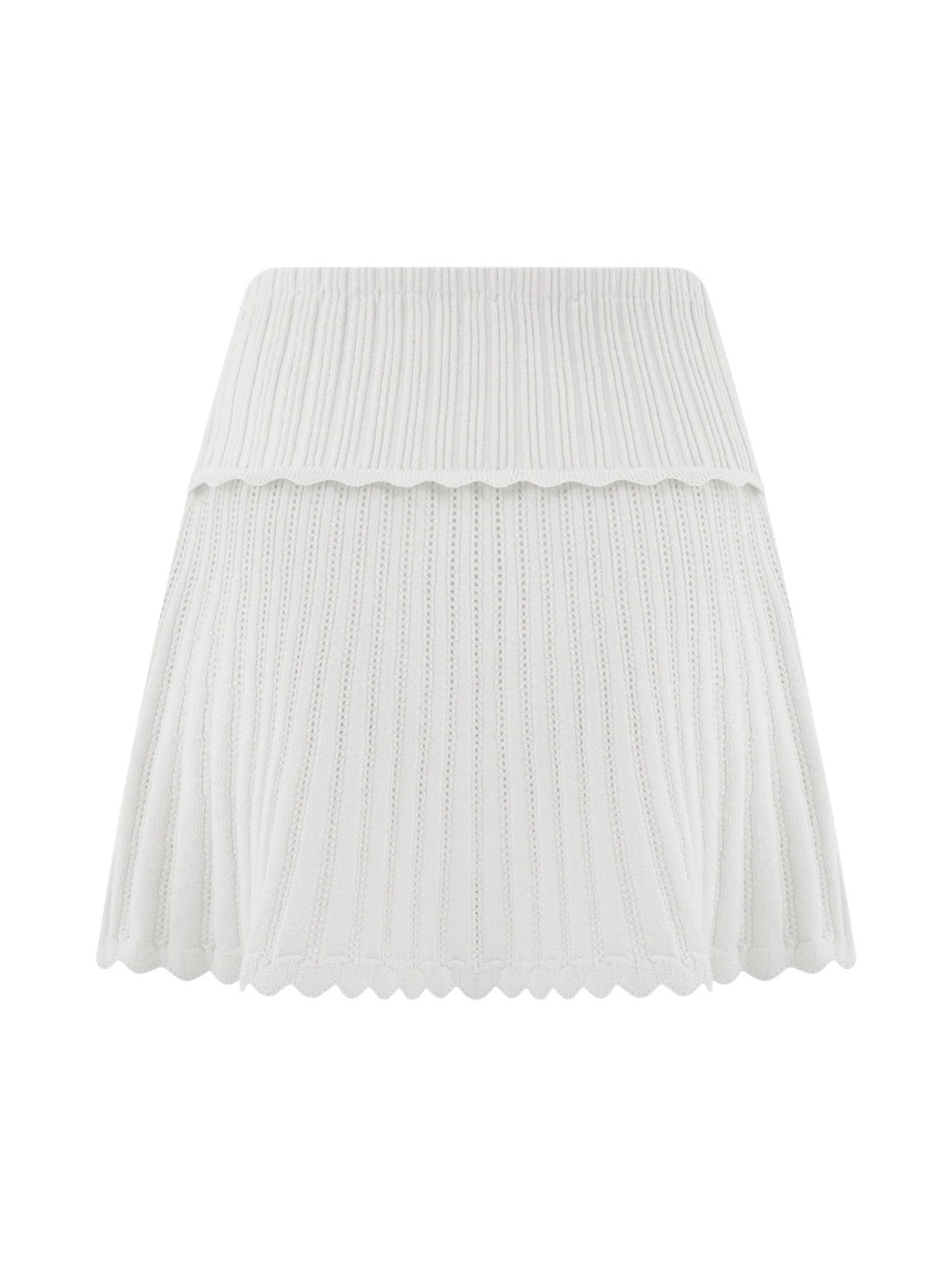 Meshki Ivory Indy Pointelle Knit Mini Skirt